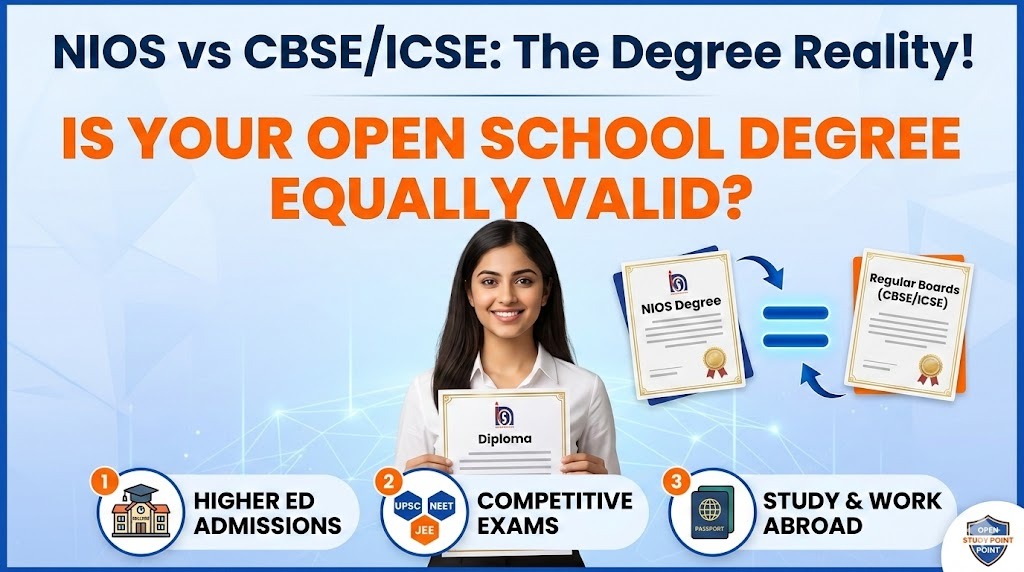 Comparison between NIOS and CBSE ICSE degree validity for higher education and exams