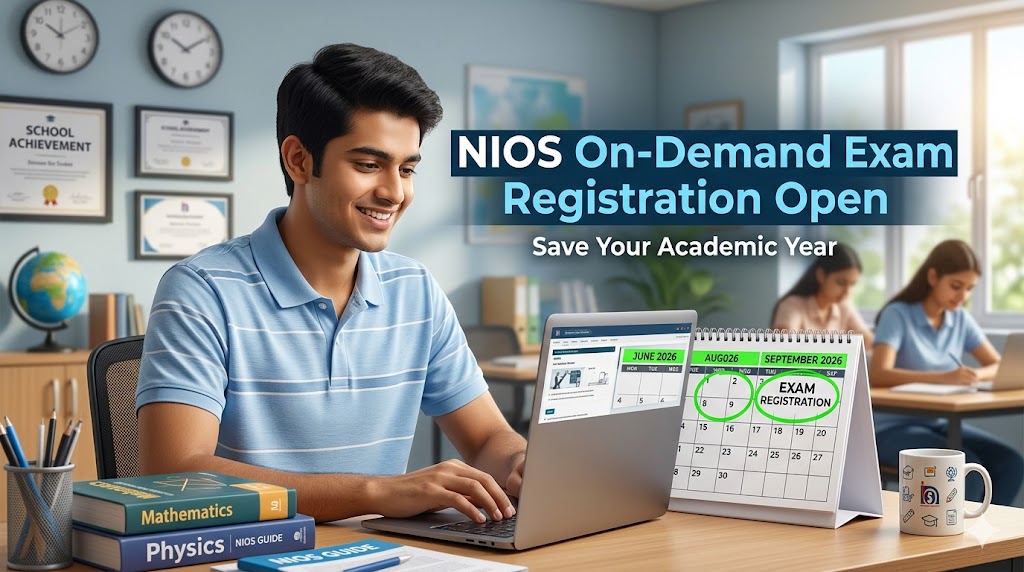 NIOS On demand exam Registration june 2026 to sep 2026 banner for failed students to save year